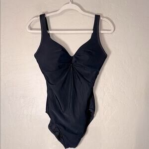 Miracle suit black one piece scoop back swimsuit size 14